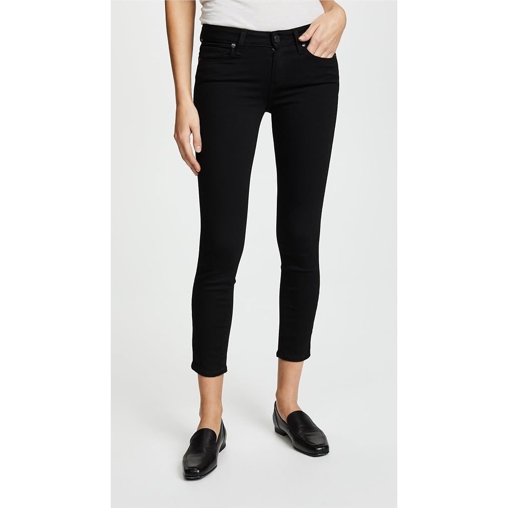 Paige Verdugo Crop Jeans Black Mid Rise Stretch Denim Size 28 USA Made